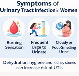 “Symptoms of urinary tract infection in women infographic”