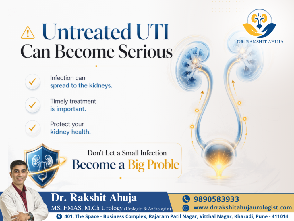 Untreated UTI can spread to the kidneys.