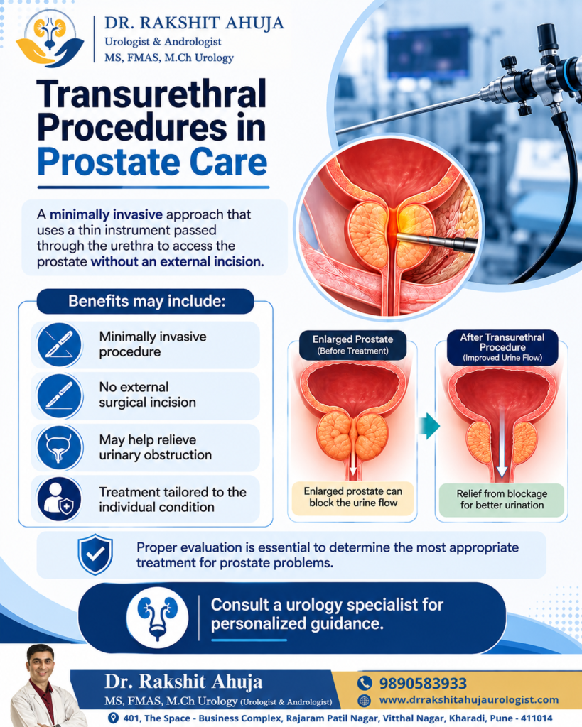 Transurethral procedure illustration for prostate care.