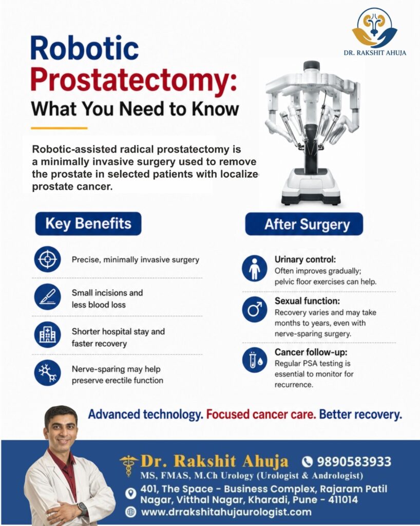 Robotic prostatectomy surgery illustration.